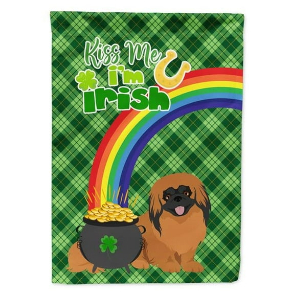 Red Pekingese St. Patricks Day Flag Garden Size