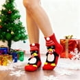 thumbnail image 1 of Red Penguin Knit Cute Floor Socks - Hand-Crocheted Winter Warm Socks, Festive Christmas Gift for Adults, Soft Fabric for Indoor Use, Adorable Red Penguin Design, Adds Fun to Winter Wear, G, 1 of 6