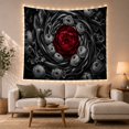 thumbnail image 1 of Red Peony in Spiral Floral Arrangement, Dramatic Dark Academia for Nature Lovers, Black and Gray Botanical Art, Birthday Gift, Tapestry Wall Hanging for Bedroom and Living Room, 1 of 7