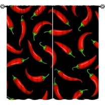 Red Pepper Blackout Curtains Cartoon Chili Funny Food Red Black Bedroom Living Room Bathroom Rod Pocket Decoration Window Drapes 2 Panels W21xL54in