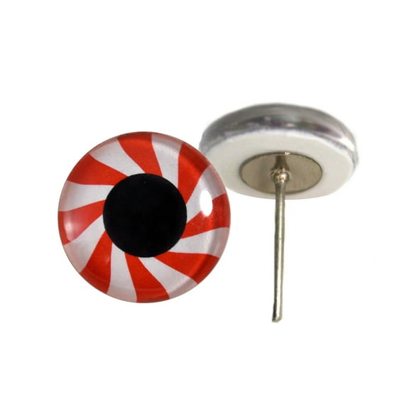 Red Peppermint Candy Glass Eyes on Wire Pin Posts