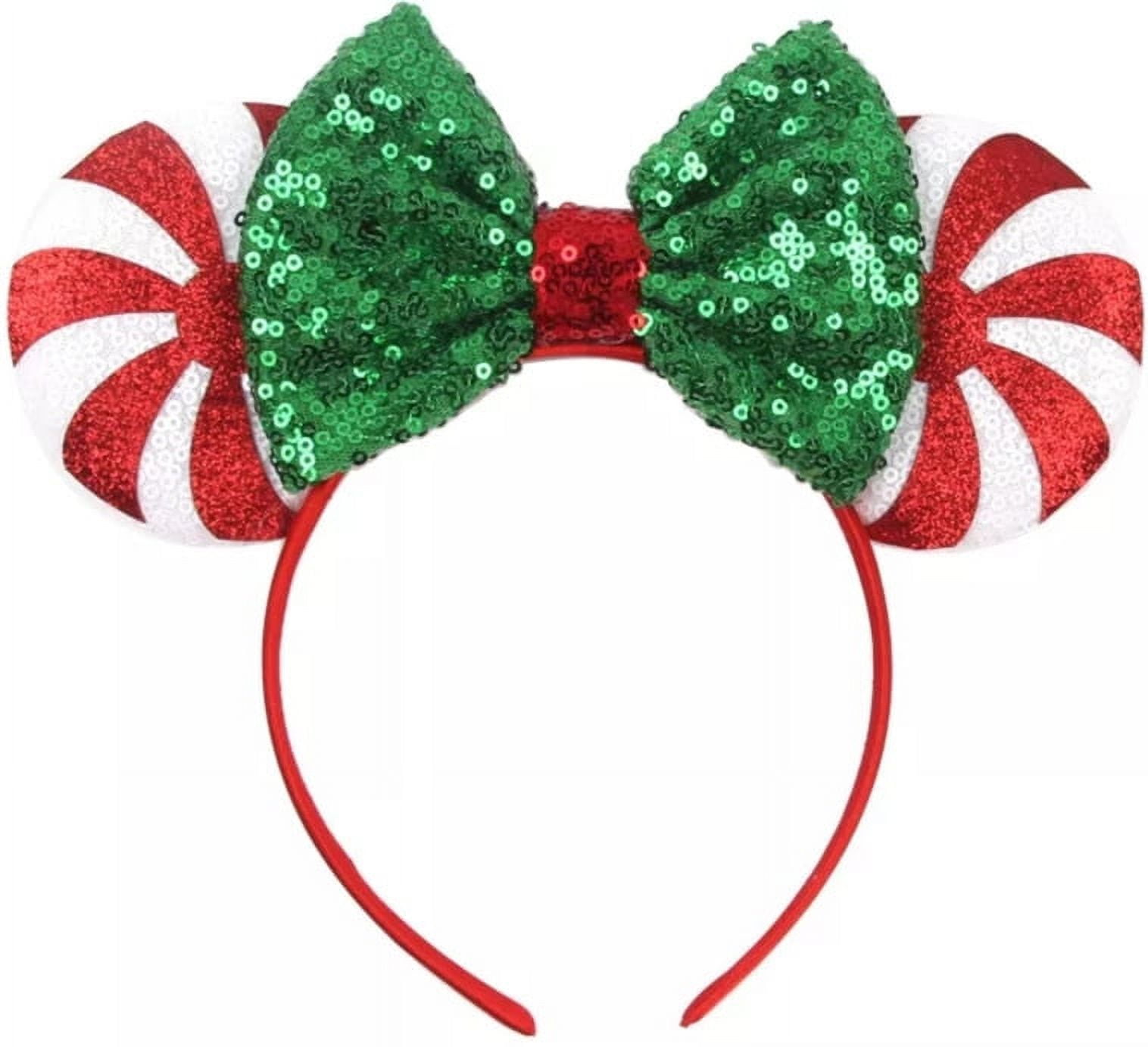 TELOLY Red Peppermint Candy Minnie Ears, Christmas Mickey Ears, Red ...