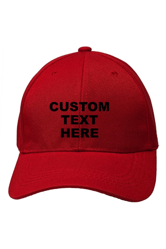 Red Personalized Text Embroidered Unisex Baseball Cap, Adjustable Hat, Custom Text