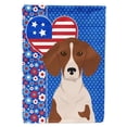 thumbnail image 1 of Red Piebald Dachshund USA American Flag Garden Size, 1 of 5