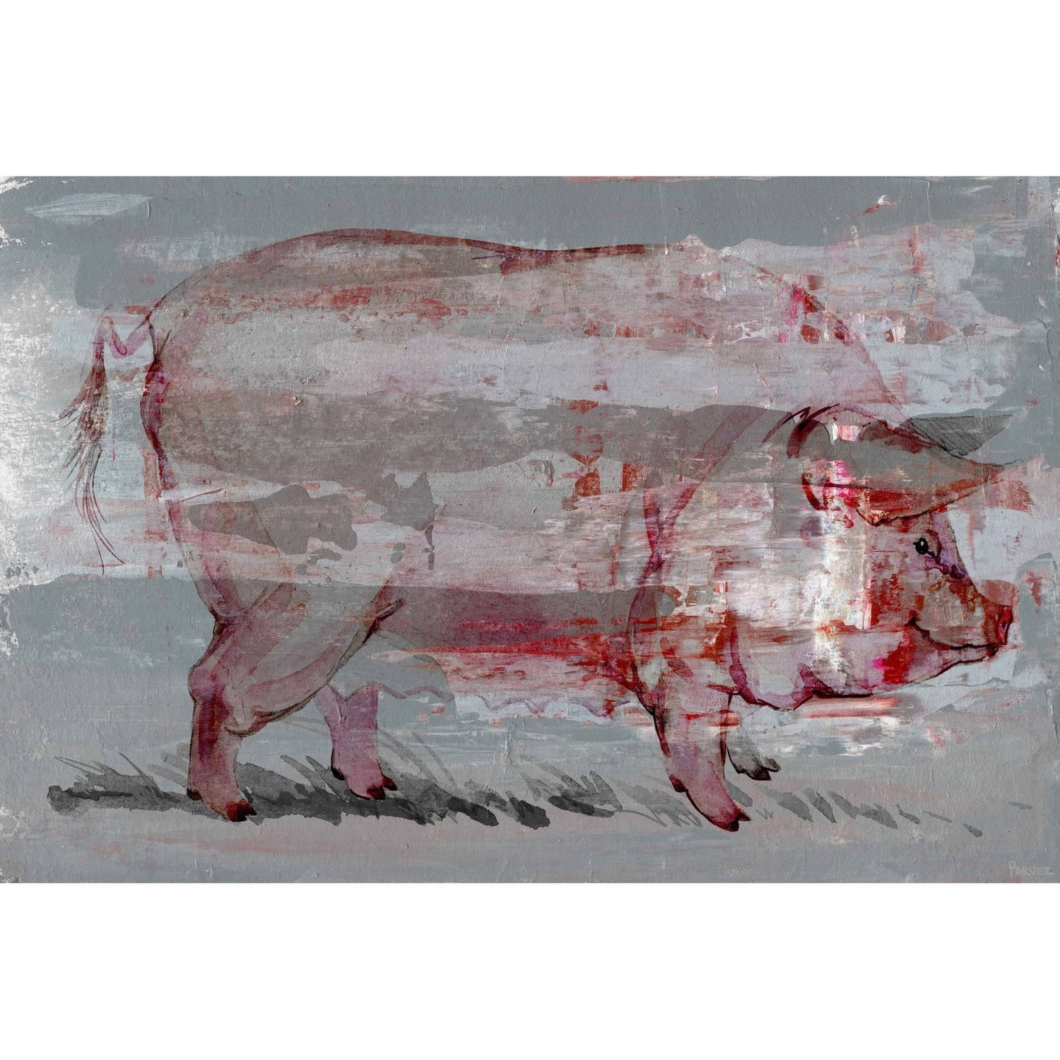 Parvez Taj Red Pig' Painting Print on Wrapped Canvas 30 x 20