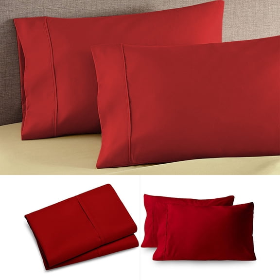 Red Pillow Cases 2-Pack - Ultra Soft Brushed Microfiber with Envelope Closure, Standard 20x36 Inches