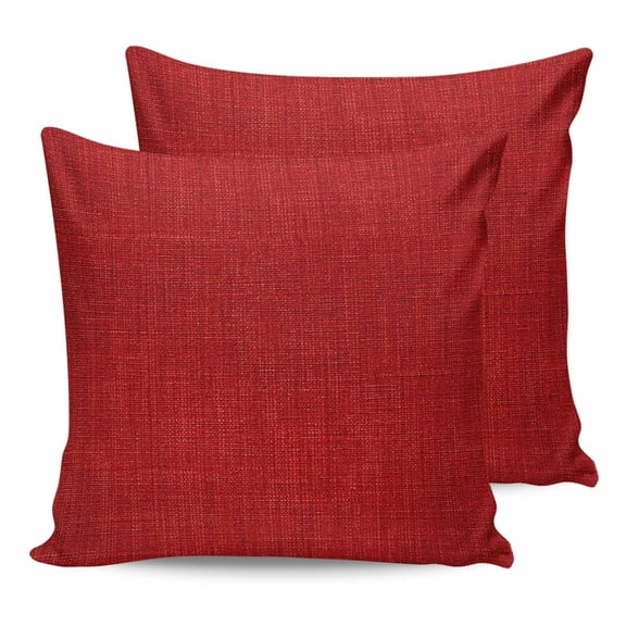 Red Pillow Covers 16x16 Set of 2, Farmhouse Burlap Solid Red Color Modern Linen Texture Throw Pillow Covers Decorative Couch Cushion Cover, Microfiber Soft Square Pillowcases for Bedroom Sofa