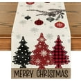 thumbnail image 1 of Red Pine Trees Merry Christmas Table Runner, Winter Xmas Holiday Kitchen Dining Table Decoration for Home Party Decor 13x48 Inch, 1 of 6