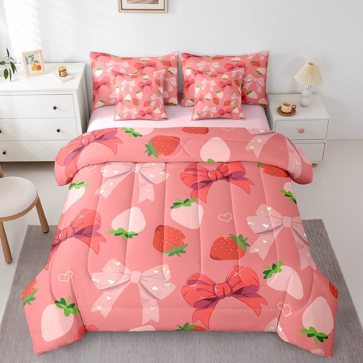 Cartoon Bowknot Comforter Set Toddler Bow Knot Bedding Kids Butterfly Knot Bow Tie Bedding