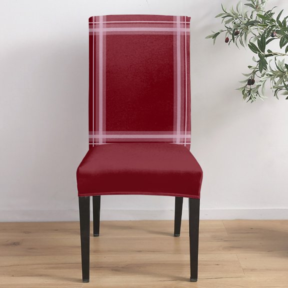 Red Pink Checkered Dining Chair Covers Set of 1, Modern Minimalist Symmetrical Lines Grid Chair Covers for Dining Room Removable Seat Protectors Slipcovers for Home Party Wedding Banquet
