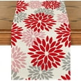 thumbnail image 1 of Red Pink Dahlia Floral Pinnata Christmas Table Runner, Valentine Summer Kitchen Dining Table Decoration for Home Party Decor 13x36 Inch, 1 of 6