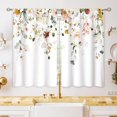 thumbnail image 1 of Red Pink Floral Small Kitchen Curtains Spring Flower Window Treatment Plant Botanical Leaves Cafe Short Curtains for Bathroom Dining Laundry Room Wildflower Tier Treatment Drapes 27.5x39 inch, 1 of 6