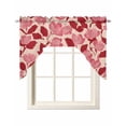 thumbnail image 1 of Red Pink Floral Spring Swag Valances for Windows, Small Curtains Drapes, Blooming Botanical Garden Kitchen Window Curtains Over Sink Rod Pocket Window Treatment Valance for Bedroom/Bathroom 56"x36", 1 of 5
