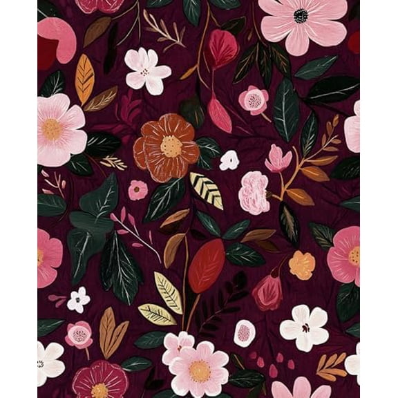 Red Pink Floral Wallpaper Peel and Stick 17.4" X 118" Dark Red Gothic Witchy Contact Paper Flower Removable Covering for Bedroom Cabinet Bathroom Vintage Retro Goth Home Decor