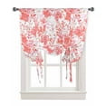 thumbnail image 1 of Red Pink Flowers Tie Up Curtains for Kitchen Bathroom Bedroom Windows 63 Inch Length, Watercolor Summer Botanical Floral Balloon Drape Curtains Shade Rod Pocket Drapery Curtain Panel, 46"x63", 1 of 7