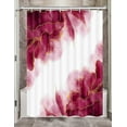 thumbnail image 1 of Red Pink and Gold Marble Camper Shower Curtain for Travel Trailer Bathroom, Modern Abstract Camping Narrow Shorter Fabric Shower Curtains Set Happy Camp Decor Accessories with Hooks 47X64 Inch, 1 of 5