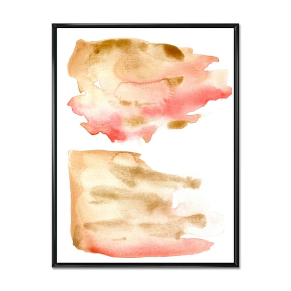 Red Pink Gold and Beige Abstract Clouds 12 in x 20 in Framed Painting Canvas Art Print, by Designart