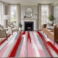 thumbnail image 1 of Red Pink Gray Stripes Area Rugs 8'x10', Washable Small Throw Rugs for Living Room Patio, Modern Abstract Minimalist Retro Indoor Outdoor Rug Non-Slip Low Pile Carpet Runner Reversible Floor Mats, 1 of 8
