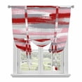 thumbnail image 1 of Red Pink Gray Stripes Balloon Curtains for Bedroom/Front Door/Bathroom, Modern Abstract Minimalist Retro Tie Up Curtains 63 Inch Length Light Filtering Kitchen Curtains Shades for Windows 46"x63", 1 of 8