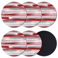 thumbnail image 1 of Red Pink Gray Stripes Coasters Set of 6, Absorbent Coasters for Drinks, Modern Abstract Minimalist Retro Coaster for Desk Coffee Table Protection, Home Decor House Warming Gifts 4", 1 of 8