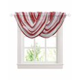 thumbnail image 1 of Red Pink Gray Stripes Sheer Waterfall Valance Curtains for Window, Modern Abstract Minimalist Retro Rod Pocket Sheer Topper Swag Curtains for Living Room, Kitchen 38.5"W x 47.2"L, 2 Panels, 1 of 7