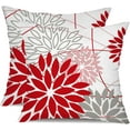 thumbnail image 1 of Red and Pink Grey Floral Pillow Covers 20x20 Set of 2 Outdoor Waterproof Decorative Throw Pillows Valentines Pillow Covers Polyester Cushion Case Decor for Couch Patio Funiture Garden Porch 01X20, 1 of 5