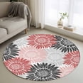 thumbnail image 1 of Red Pink Grey Sunflowers Round Area Rug 3.3Ft Washable Circle Rugs for Dining Room Table, Boho Retro Floral Rustic Blossom Non-Slip Carpet Floor Mats Indoor Outdoor Carpet Runner Aesthetic Home Decor, 1 of 8