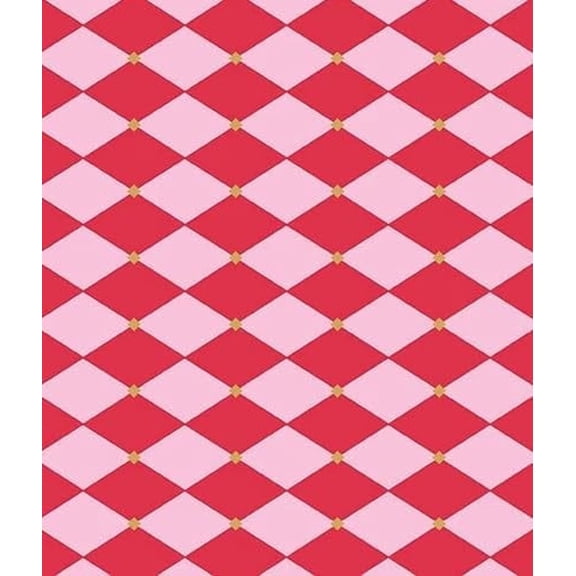 TNCT Red & Pink Harlequin Diamond Plaid Pattern Edible Image Chocolate Transfer Sheet, Multicolor