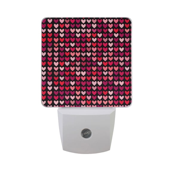 Red Pink Love Heart Night Light 2 Pack LED Nightlight Plug into Wall Dusk to Dawn Sensor Soft White
