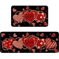 thumbnail image 1 of Red Pink Love Heart Valentine''s Day Kitchen Rugs Set of 2, Anniversary Wedding Kitchen Mat for Floor,Black Non-Slip Kitchen Sink Mats Kitchen Decor Doormat+Runner Rug, 1 of 6