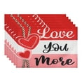 thumbnail image 1 of Red Pink Love Hearts Placemats Set of 6, Happy Valentine's Day Dining Table Place Mats Home Kitchen Decor Love you more 17.7*11.8inch, 1 of 6