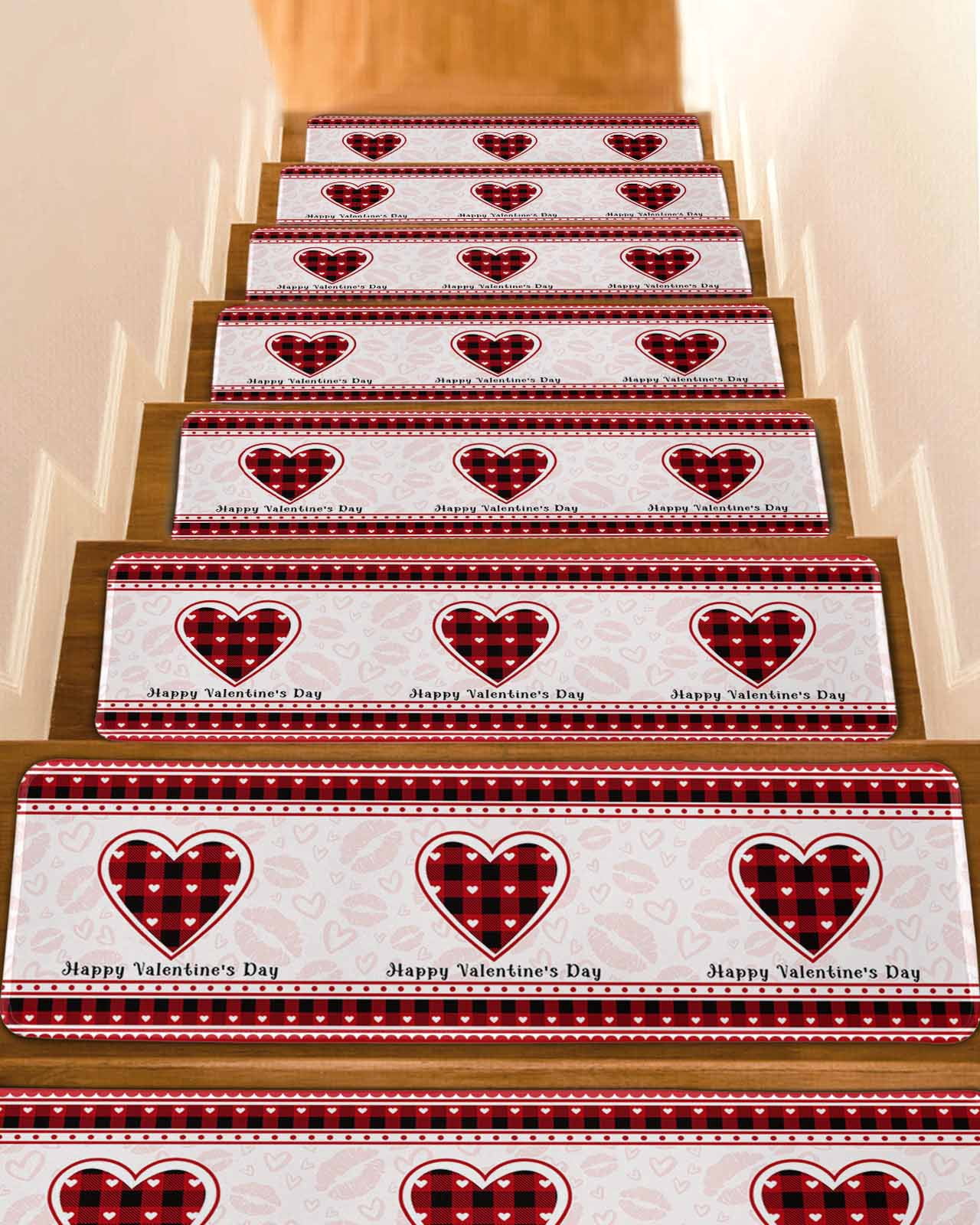Red Pink Love, Stair Treads for Wooden Steps Indoor Runner Rug Carpet ...