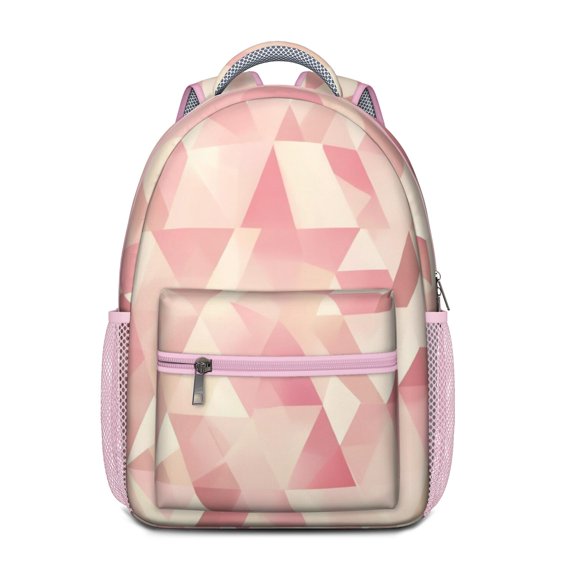 Red Pink Modern Art Geometric Backpack for School,Cute School Bag,Schoolbag with Adjustable Shoulder Straps & Padded Back,15.3"x11"x6.7"