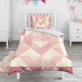 thumbnail image 1 of Red Pink Modern Art Geometric Duvet Cover and Pillowcase Set for Single Bedding, Bedroom Accessories for Kids Teens, 1 of 5