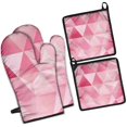 thumbnail image 1 of Red Pink Modern Art Geometric Kitchen Oven Mitt and Pot Holder Sets 4 Pcs for Baking, Cooking and Grilling, Heat Resistant Up To 392 °F, 1 of 7