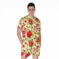 thumbnail image 1 of Red Pink Rose Floral Pattern Short Sleeve Men'S Rompers Casual Summer Jumpsuits Outfit, 1 of 4