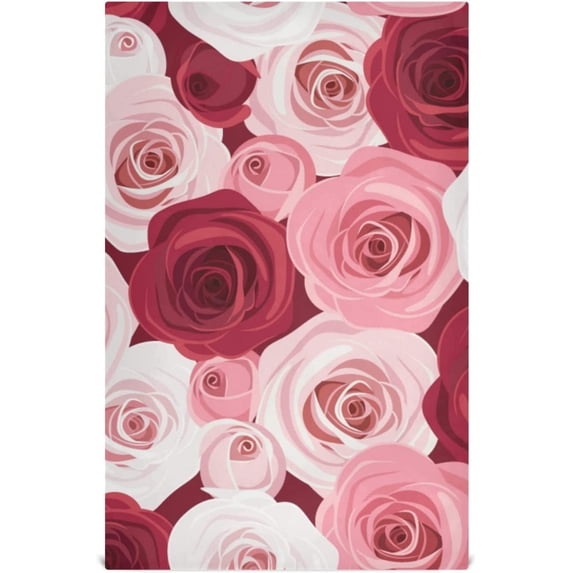 Red Pink Rose Flowers Dish Towels Set of 1, Watercolor Washable Tea Towels Dishcloths Lint-Free 18x28 Inch Fast Drying for Home Kitchen Clean