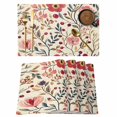 thumbnail image 1 of Red Pink Spring Floral Placemats Set of 6 Summer Botanical Vintage Place Mats Indoor Wipeable Table Mats Washable Cloth Dining Table Placemats for Kitchen Holiday Party Home Decor 13x19 Inch, 1 of 9