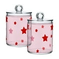 thumbnail image 1 of Red Pink Stars Translucent Plastic Cans Storage Canisters with Lid Set of 2, 1 of 7