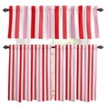 thumbnail image 1 of Red Pink Stripe Kitchen Curtains Sets for Windows 36 Inch Length, Geometric White Vertical Striped Rod Pocket Window Treatments Tier Curtains and Valances Set for Bedroom/Bathroom, 1 of 8