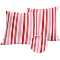 thumbnail image 1 of Red Pink Stripe Outdoor Pillow Covers 24x24 Set of 2,Waterproof Patio Throw Pillowcase Protectors,Geometric White Vertical Striped Decorative Pillow Shams Cushion Covers for Seat Bed Couch Sofa, 1 of 8