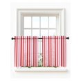 thumbnail image 1 of Red Pink Stripe Tier Curtains 36 Inch Length,Sheer Curtains for Bedroom Living Room Window Geometric White Vertical Striped Rod Pocket Drapes Kitchen Curtains Small Half Window 27.5"x36" 2 Panels, 1 of 6