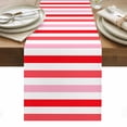 thumbnail image 1 of Red Pink Striped Table Runner - 120 Inch Long, Kitchen Dining Table Runner Dresser Scarves, Farmhouse Stripes Simple Art Farmhouse Decor for Coffee Tables Wedding Party Banquet, 1 of 8