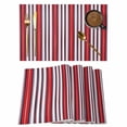 thumbnail image 1 of Red Pink Stripes Placemats Set of 4, Country Simple Gradient Vertical Lines Placemats for Dining Table, Place Mats for Kitchen Tabletop, Waterproof Wipeable Dining Table Mats Set, 1 of 9