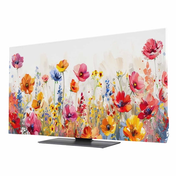 Red Pink TV Dust Cover 24 Inch, and Yellow Poppy Oil Painting Floral Computer Monitor Cover Dustproof Stretchable Indoor TV Screen Protector for LED LCD Universal Monitors