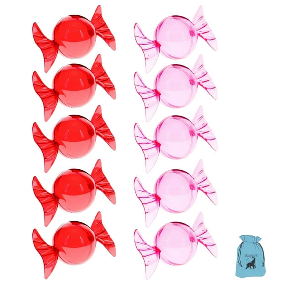 Red & Pink Valentine's Day Fillable Candy Containers 5 count Each Pack Candy-Shaped Transparent Boxes for Birthday Party Favors Table Decoration Gift Stocking Stuffers - 2 Packs (10 count Total)