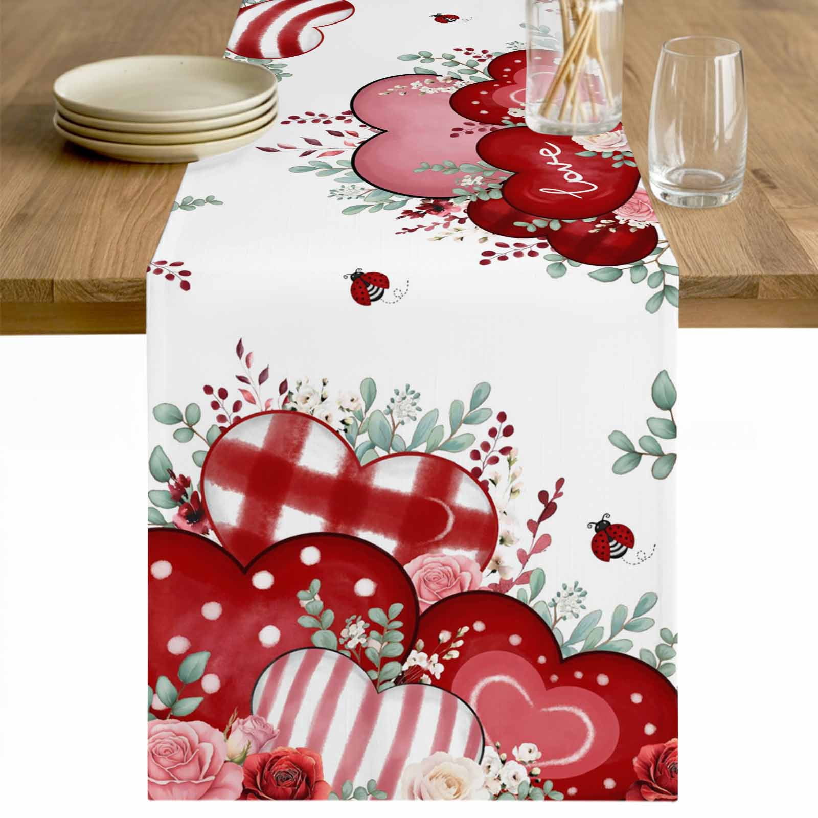 Red Pink Valentine's Day Table Runner - 72 Inch Long Love Heart ...