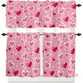 thumbnail image 1 of Red Pink Valentines Day Kitchen Curtains Set Short Half Curtains 36 Inches Length, Love Heart Pink Rod Pocket Window Treatment Bedroom Tiers and Valance Set for Cafe Bathroom, 1 of 6