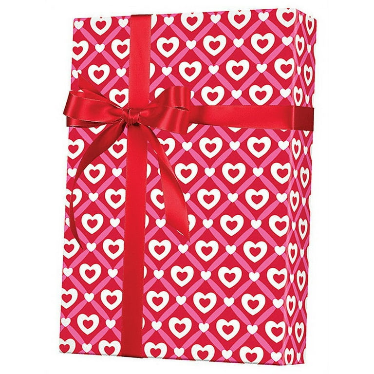 Wiueurtly Christmas Gifts Valentine's Day Gold Silver Bright Red Wrapping Paper Colorful Gift Holiday Party Love Heart, Size: 35