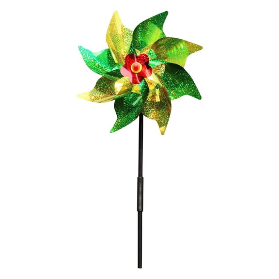 Red Pinwheel Wind Spinner for Outdoor Garden Decor, Durable Plastic Yard Ornament for Kids and Adults, Weather-Resistant Decorative Stake for Lawn, Patio, Party, and Holiday Events, 12 Inch Diameter